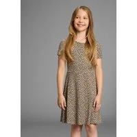 KIDSWORLD Jerseykleid Shirtkleid in Leo-Musterung Shirtkleid in Leo-Optik, unten austestellt