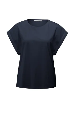 Yaya - Top mit Rundhalsausschnitt blau - Gr. - S