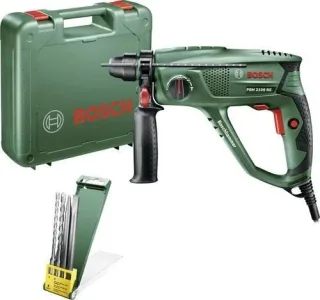 Bohrhammer PBH 2100 RE + 4 tlg. Zubehörset grün/schwarz, 550 Watt, Koffer, Tiefenanschlag, Bohrerset, Zusatzhandgriff