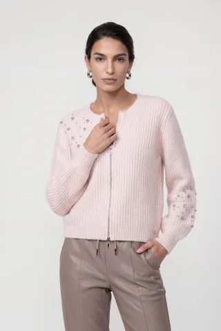 monari - Strickjacke mit Schmuckdetails rosewater - Gr. - 38
