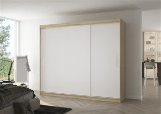 Schiebetürenschrank Schrank Nr.510 in Sonoma Eiche- Weiß matt 250x215x58 cm