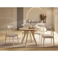 WFL GROUP Esstisch Avero ausziehbar rund modern mit Holzbeinen (MADE IN EU, vier Größen – 80/90/100/100 cm, ausziehbar auf 160/190/140/200 cm), platzsparender Tisch für kleine Küche, Esszimmer oder Wohnzimmer