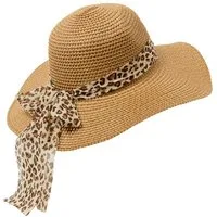 Laura Scott Sonnenhut mit modischem Leopard Schleifenband