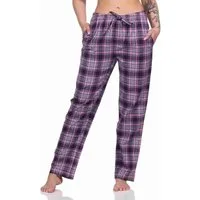 Normann Pyjama Dame Flanell Schlafanzug Hose kariert aus Baumwolle ideal zum relaxen