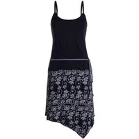 Vishes Sommerkleid Asymmetrisches Kleid Bedruckt Geflochtener Gürtel Baumwolle Alternative Mode, Boho, Hippie, Ethno, Festival