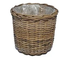 Casa Moro Flechtkorb Rattan Korb Meran rund mit Folie Weidenkorb (Blumenkorb Pflanzenkorb)