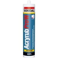 SOUDAL Maleracryl Acryrub PRO W Acryl Dichtstoff Weiß - 310 ml, Acrylatdispersion, gebrauchsfertig, Weißer Acryl Dichtstoff 310 ml – überstreichbar für Fugen
