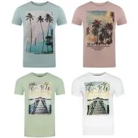 riverso T-Shirt Herren Printshirt RIVLukas 4er Pack Regular Fit (Vorteilspack, 4-tlg) Kurzarm Tee Shirt mit Rundhalsausschnitt aus 100% Baumwolle