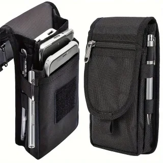 Outdoor Casual Wear-resistant Nylon Waist Bag Portable 3-compartment Layered Phone Bag Men's Belt Loop Pouch Large Capac