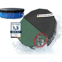Planenfux® Pool-Abdeckplane Poolplanen rund PE Material - Grün (PARENT) (inkl. Planenseil), Ø 244 - 280 cm Poolabdeckung rund aus verstärktem 200g/m² PE Material