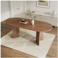 HAUSS SPOLE Esstisch für 6–8 Personen,160x80cm Küchentisch mit abgerundeten Ecken,Nussbaum (Beistelltisch Familientisch mit verdickter Tischplatte für das Esszimmer), Esstisch im einfachen Stil Abgerundete Ecken