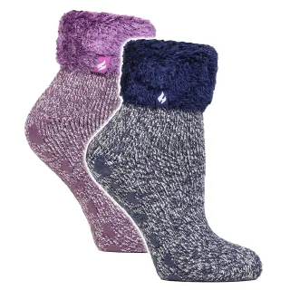 2er Pack Damenweiche Lounge-Socken mit Grips