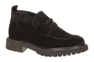 Paul Green Damen Slipper 8344-004 Schwarz Veloursleder Warmfutter EVA Plateau