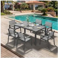 HOMALL Garten-Essgruppe Gartenmöbel Set Essgruppe für 4-8 Personen mit Tisch Garten-Essset, (PS-Holzoptik Garten-Essset, Aluminium-Rahmen Wetterfest & Rostfrei, Terrassen Essgruppe Outdoor Essset für Terrasse Pool Garten Balkon)