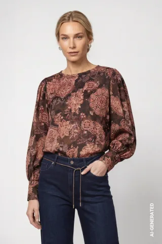 monari - Bluse mit Paisleymuster black coffee gemustert - Gr. - 38