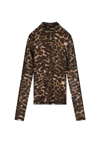Fabienne Chapot - Langarmshirt mit Animal-Print braun - Gr. - S