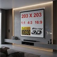 Melko Heimkino Beamerleinwand 110" Beamer Projektor Leinwand HDTV 16:9 4:3 Rolloleinwand (3-Schicht Gewebetuch)