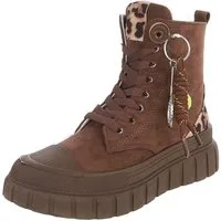 Ital-Design Damen Schnürboot mit Plattformsohle und Zieranhänger Sneakerboots (92078657) Keilabsatz/Wedge Sneakers High in Braun