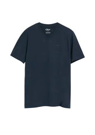 s.Oliver Red Label - T-Shirt mit V-Ausschnitt blau - Gr. - XL
