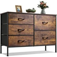WLIVE Kommode Stauraumschrank Kommode mit 5 Stoffschubladen, (Metallrahmen Holzwerkstoff), Kommode Wohnzimmer, mit Stabiler Stahlrahmen und Holzplatte