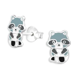 Waschb?r Kinder Ohrringe aus 925 Silber
