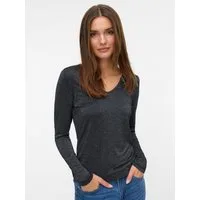 Vero Moda Langarmshirt VMLAVA GLITTER LS V-NECK TOP STRIPE NOOS