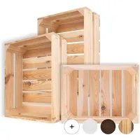 Creative Deco Holzkiste 3x Weinkisten Set Obstkiste Holz (3 Kisten)