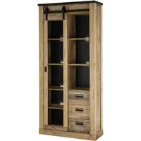 Home affaire Vitrine Sherwood, Hochschrank im Industrial-Style, moderne Glasvitrine Scheunentorbeschlag und Apothekergriffe aus Metall, Höhe 201 cm