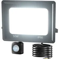 PRIISF LED Flutlichtstrahler Fluter Strahler Light Außenleuchte Scheinwerfer Flutlicht 6500K 3000LM, 30W, LED fest integriert, Kaltweiß, IP66 Wasserdicht Spotlight Wandleuchte mit Bewegungsmelder 30/50/100W
