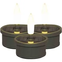 Coen Bakker Deco BV LED-Kerze (Set, 3-tlg), Solar Teelichter oliv dezent flackernd außen 3,7x4,5cm