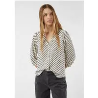 comma Kurzarmbluse Bluse Gemusterte Chiffon-Bluse mit 3/4-Ärmeln und Raffung
