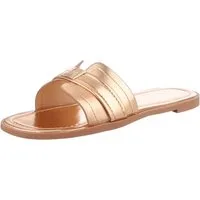 Ital-Design Elegante Sandaletten für entspannte Tage Pantolette (89322964) Blockabsatz Pantoletten in Champagner