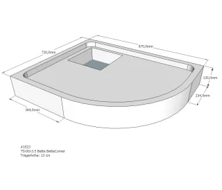 Neuesbad Wannenträger für Bette Corner 75x90x3,5 Viertelkreis SD22712