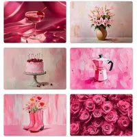 MuchoWow Platzset Rosa - Modern, (6-St), Platzsets, Tischset, Abwaschbar, Tischsets, Platzdeckchen