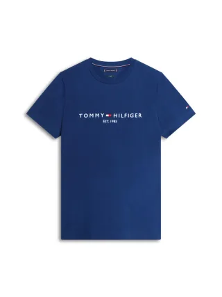 Tommy Hilfiger - T-Shirt mit Logo blau - Gr. - M