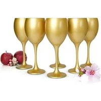 Sendez Weinglas 6 Weingläser 300ml in Mattgold Weinglas Rotweingläser Weinkelche