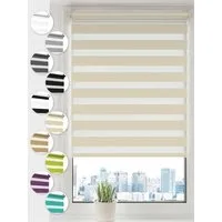 Doppelrollo Klemmfix ohne Bohren Rollos für Fenster und Tür Seitenzugrollo, Sonello, blickdicht, ohne Bohren, freihängend, Klemmfix, 30cm x 130cm Creme Duo Rollo, Lichtschutz, Jalousie mit Klemmträger