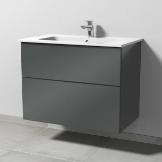 Sanipa 3way Waschtischunterbau zu Duravit ME by Starck Waschtisch mit 2 Auszügen, Anthrazit-Glanz SF72579