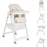 Moni Kombihochstuhl Kinderhochstuhl Lindo klappbar, Lätzchen Besteck Räder Korb höhenverstellbar