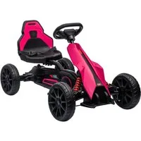HOMCOM Go-Kart Kinderfahrzeug mit verstellbarem Sitz, Tretfahrzeug, für Kinder, Rosa