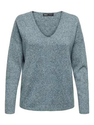 ONLY - ONLRICA LIFE L/S V-NECK PULLO KNT NOOS sea moss - Gr. - XL