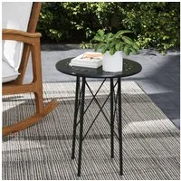 Outsunny Gartentisch Ø40 x 50cm, aus Stahl, mit Blumendesign, Schutzfüße (klappbar Terrassentisch, 1-St., Wetterfest Balkontisch), für Garten, Terrasse, Balkon, Schwarz