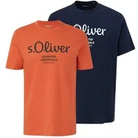s.Oliver T-Shirt Casual (2-tlg) mit Rundhals-Ausschnitt, kurzarm, Logo-Aufdruck im 2er Pack