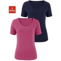 Vivance T-Shirt aus elastischer Baumwoll-Qualität (2er-Pack) sommerliche T-Shirts