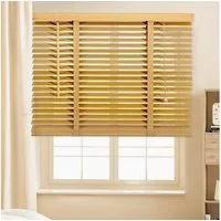 Sekey Jalousie Holzjalousie Holz Rollo Plissee Echtholz Lamelle 50mm Naturholz, Klemmträger mit Feststellschraube, einfache Montage Wand & Decke, mit einem Dekorholz versehen