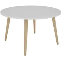 byLIVING Couchtisch LASSE, Tischplatte weiß, Gestell Buche natur, Breite: 80 cm