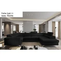 Lukas Möbel Wohnlandschaft Wohnlandschaft Linus mit Schlaffunktion Bettkasten XXL-Sofa in U-Form, mit verstellbaren Kopfstützen