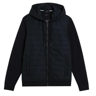 Ted Baker Adburys Regular Schwarzer Stepp-kapuzenpullover Mit Reißverschluss