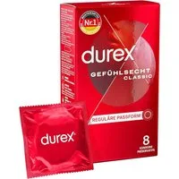 durex Kondome Gefühlsecht Classic, 8 St., mit Easy-On-Form, & Silikongleitgel