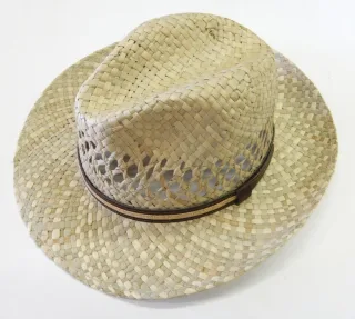 COMMANDER Finest Clothing - Strohhut mit Lederband dry sand - Gr. - 56